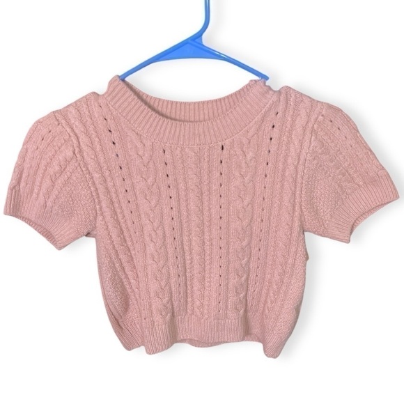Intimately Free People Cable Knit Short + Sweet Crewneck Short Sleeve Tee - Picture 1 of 5